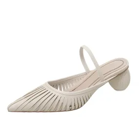 2025 Fashion Women Summer Sandals – Yellow Hollow Out Slingback Pumps, Green Round High Heels, Lady Sandals Femmes