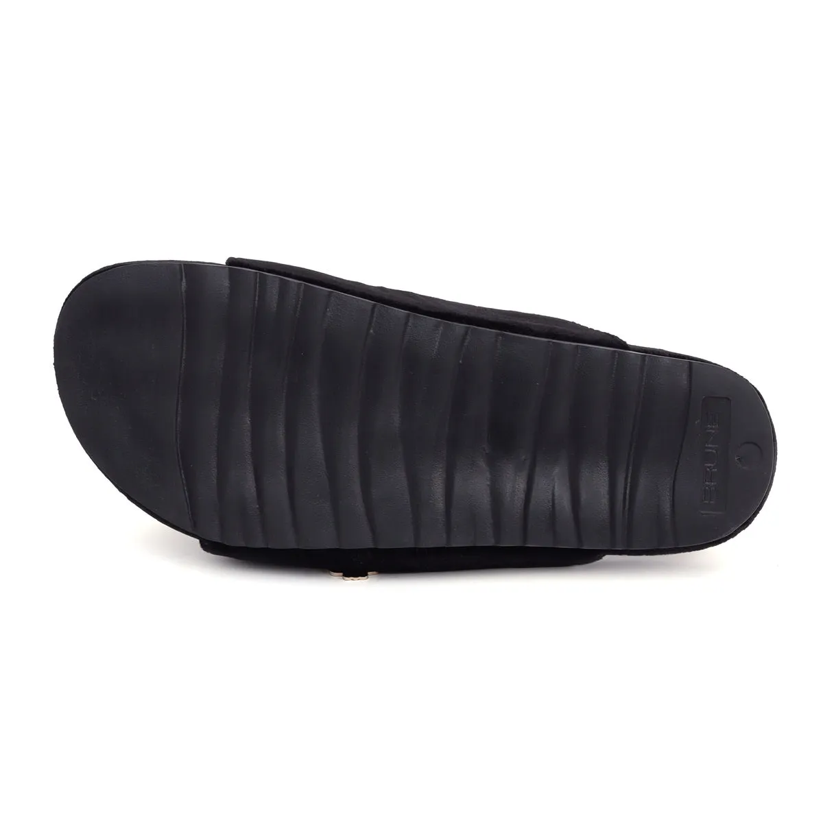 Adjustable Buckle Black Velvet Slippers