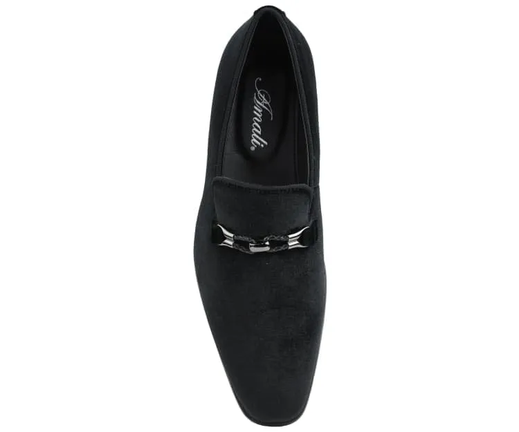 Amali Aller Black Men's Vegan Velvet Smoking Slippers