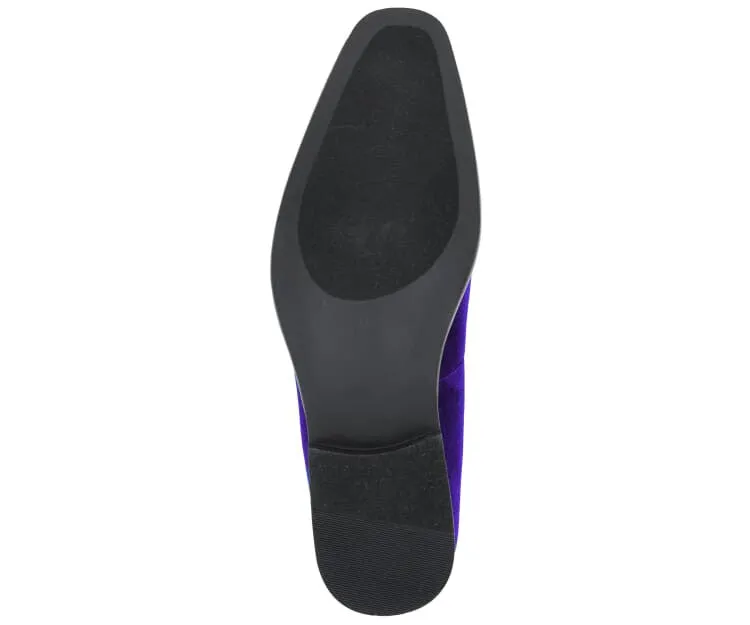 Amali Aller Vibrant Purple Velvet Smoking Slippers For Men