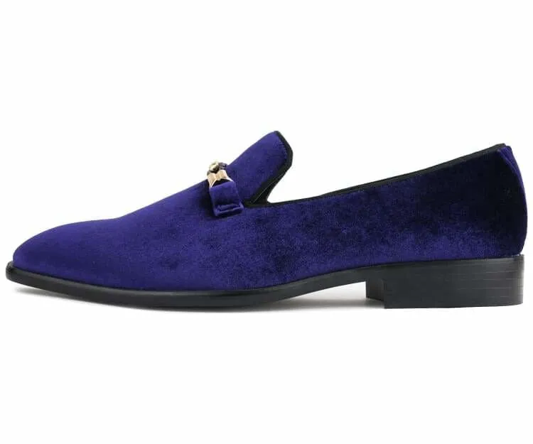 Amali Aller Vibrant Purple Velvet Smoking Slippers For Men