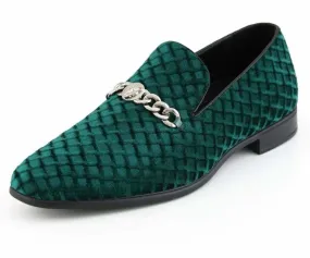 Amali Felix Green Velvet Smoking Slippers With Jaguar Bit