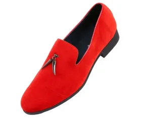 Amali Heath Crimson Luxe Velvet Smoking Slippers Men’s Red Velvet