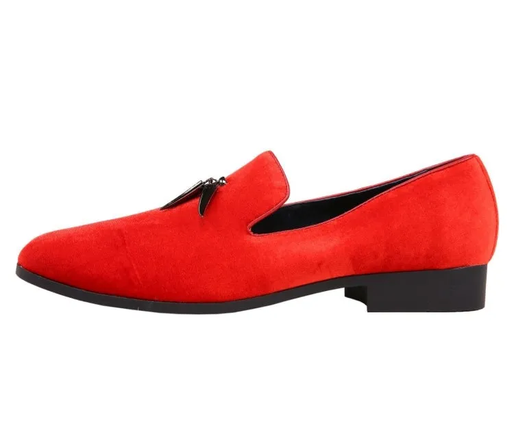 Amali Heath Crimson Luxe Velvet Smoking Slippers Men’s Red Velvet