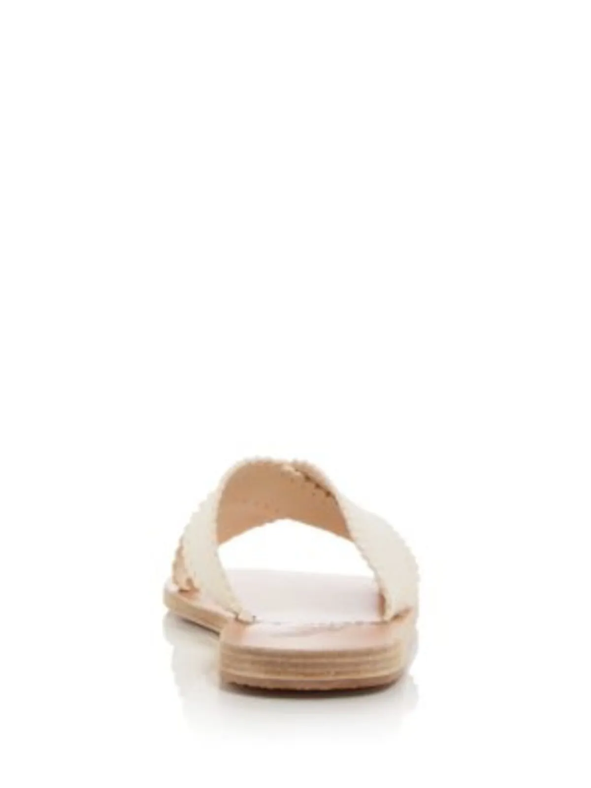 ANCIENT GREEK SANDALS Womens Ivory Scalloped Perforated Philourgos Round Toe Slip On Leather Slide Sandals Shoes
