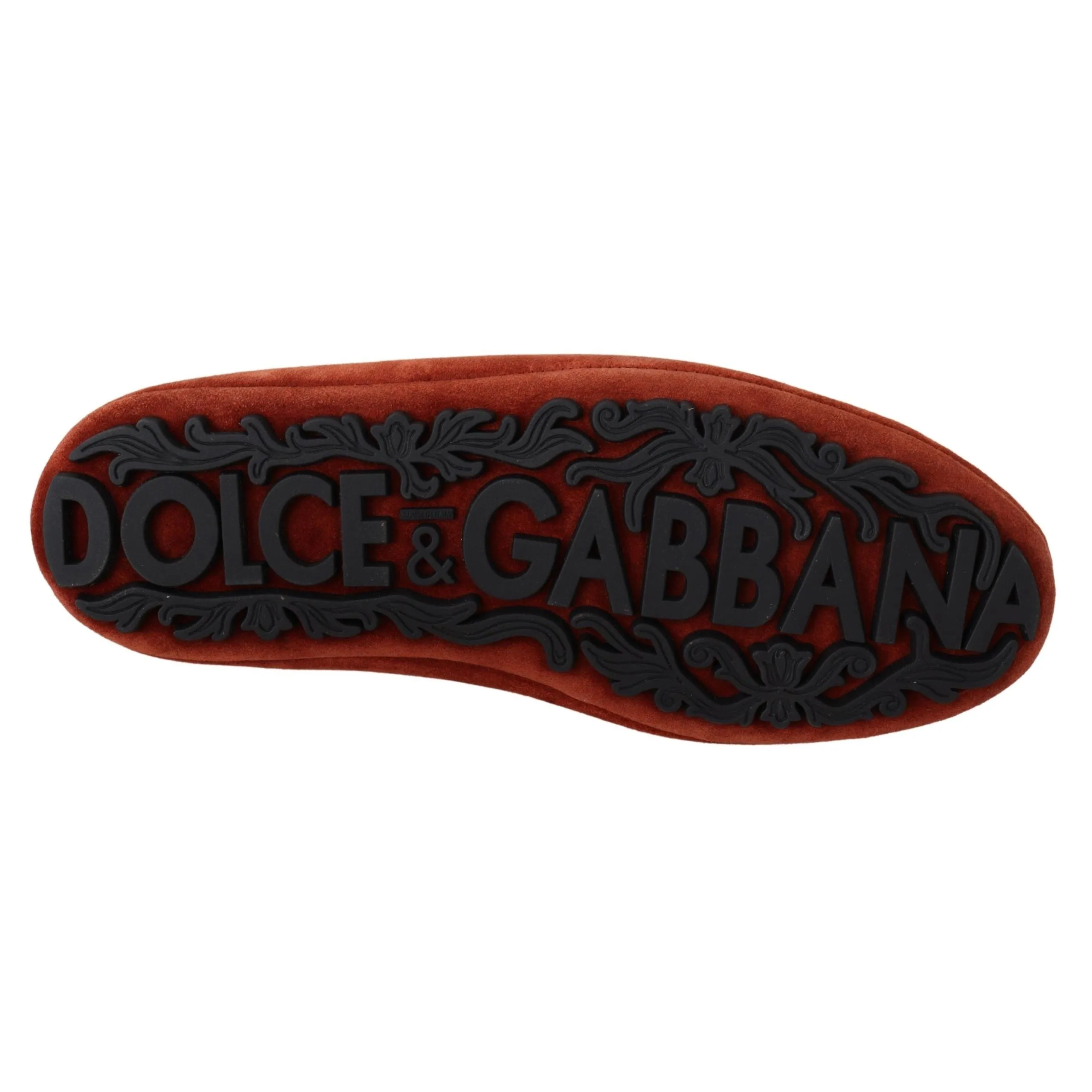 Dolce & Gabbana Opulent Orange Leather Loafers with Gold Embroidery