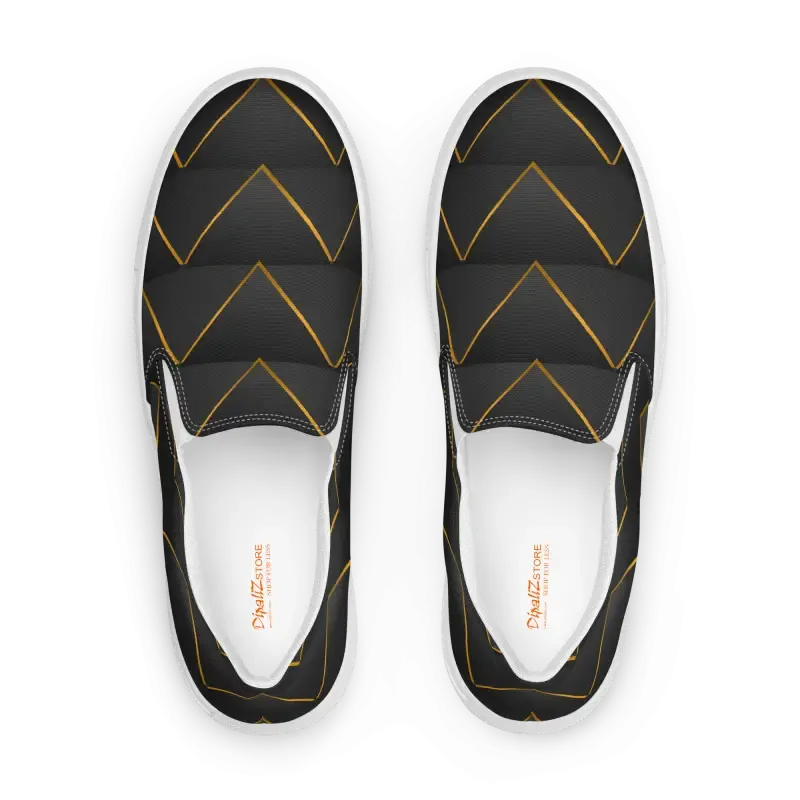 Golden Glitz Canvas Shoes with Bold Gold Pattern