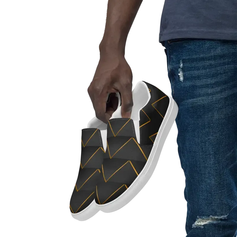 Golden Glitz Canvas Shoes with Bold Gold Pattern