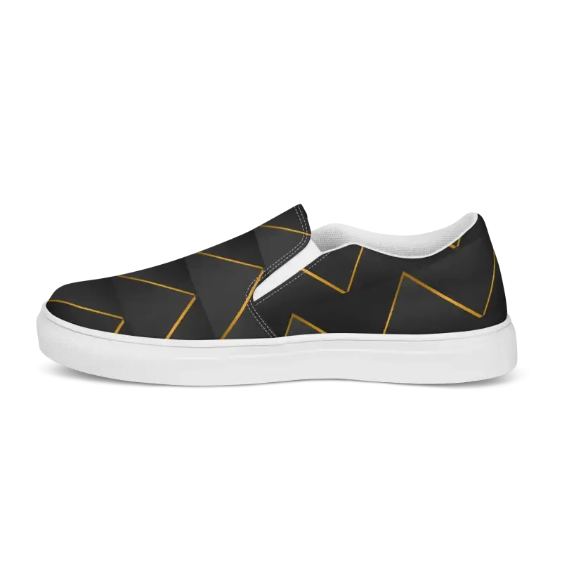 Golden Glitz Canvas Shoes with Bold Gold Pattern