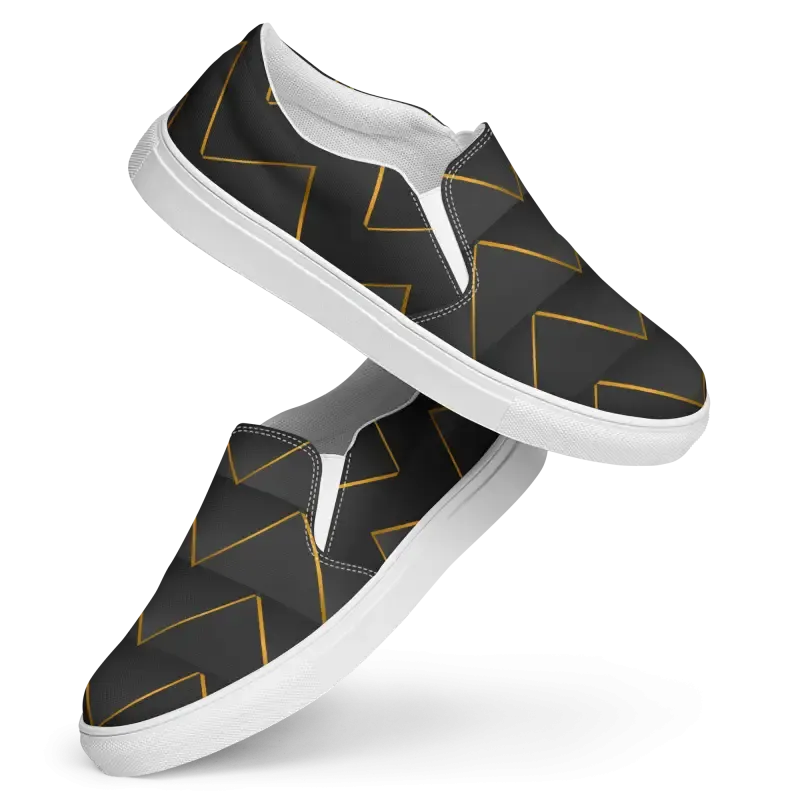 Golden Glitz Canvas Shoes with Bold Gold Pattern
