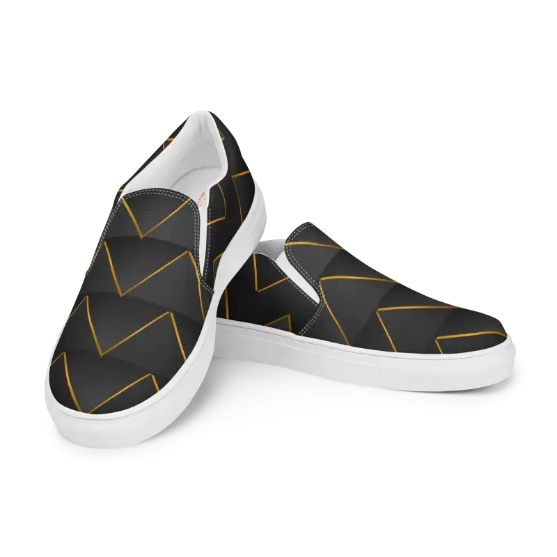 Golden Glitz Canvas Shoes with Bold Gold Pattern