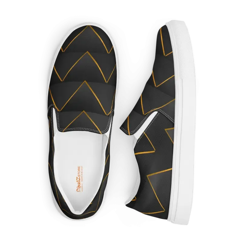 Golden Glitz Canvas Shoes with Bold Gold Pattern