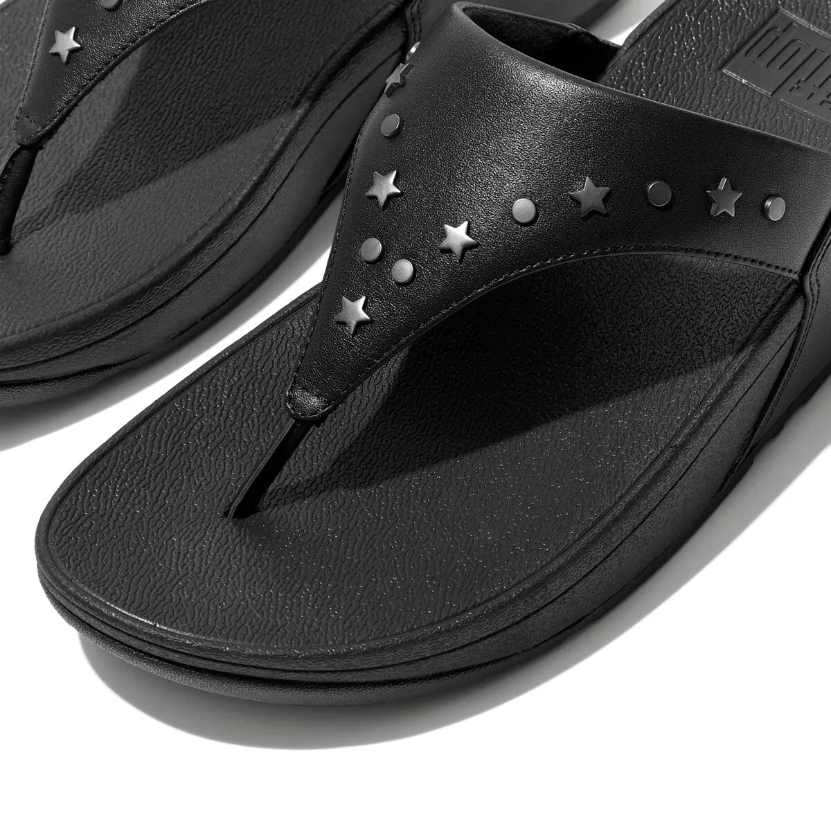 LULU Star-Stud Leather Toe-Post Sandals