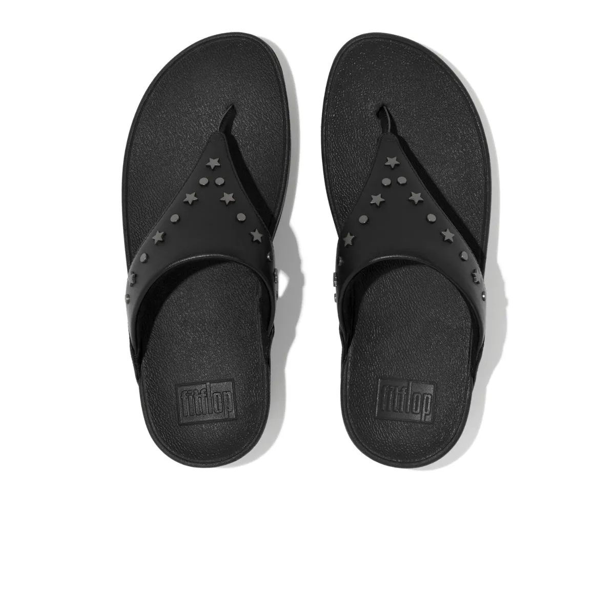 LULU Star-Stud Leather Toe-Post Sandals