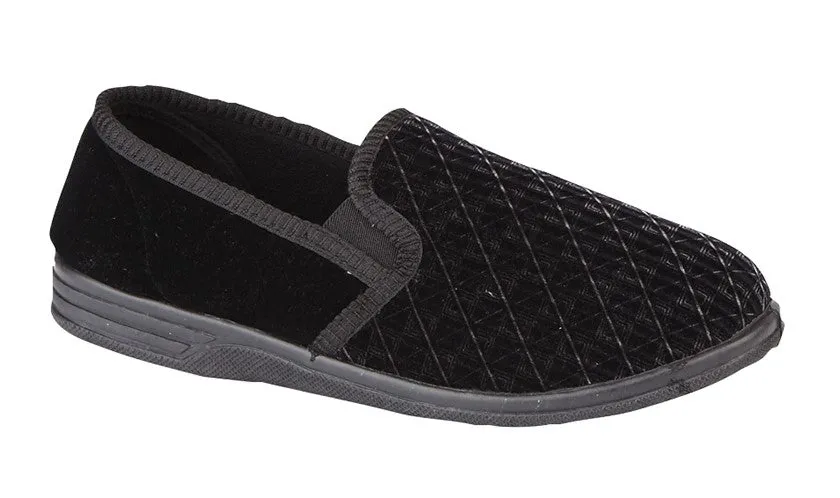 Mens Navy Blue Twin Gusset Slipper