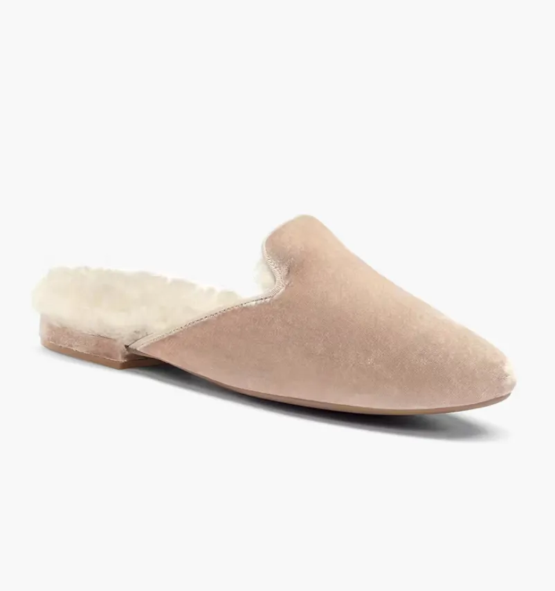 NEW Women's The Phoebe Cream Velvet Faux Fur Slipper, Sz 10.5, Retails $117