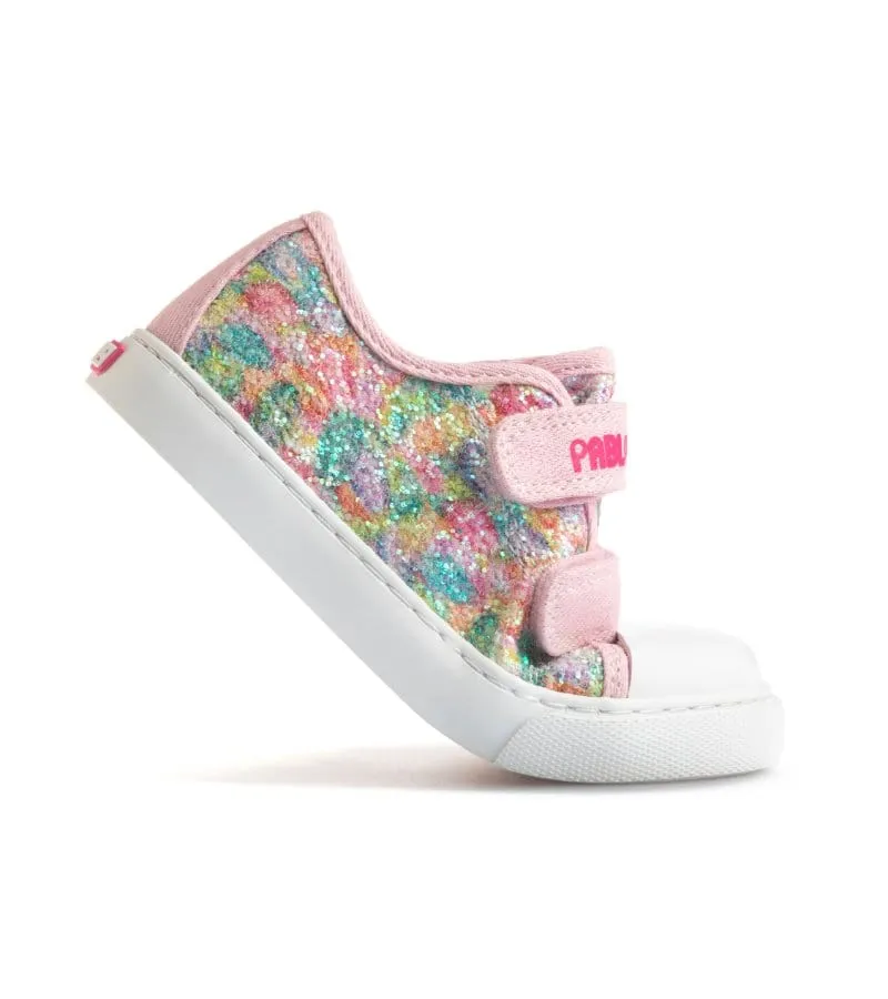 Pablosky Junior Girls Glitter Multicolour Canvas Shoe 973070