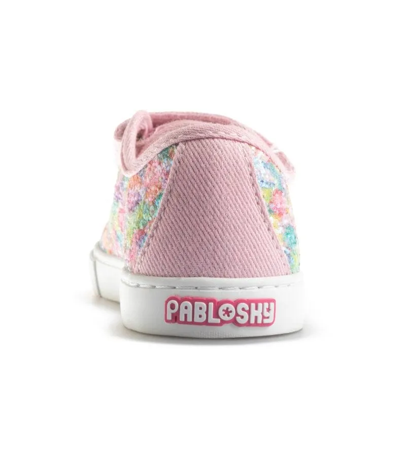 Pablosky Junior Girls Glitter Multicolour Canvas Shoe 973070