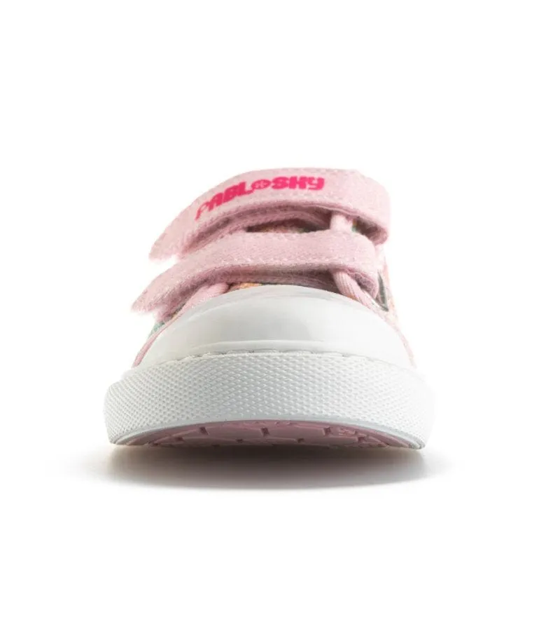 Pablosky Junior Girls Glitter Multicolour Canvas Shoe 973070