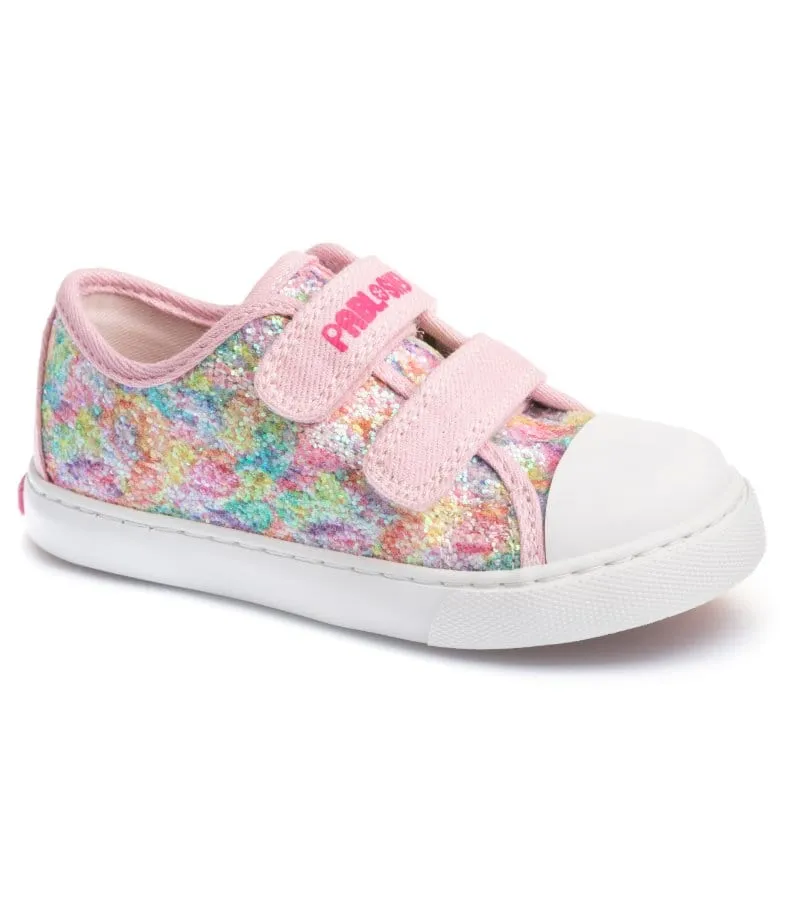 Pablosky Junior Girls Glitter Multicolour Canvas Shoe 973070