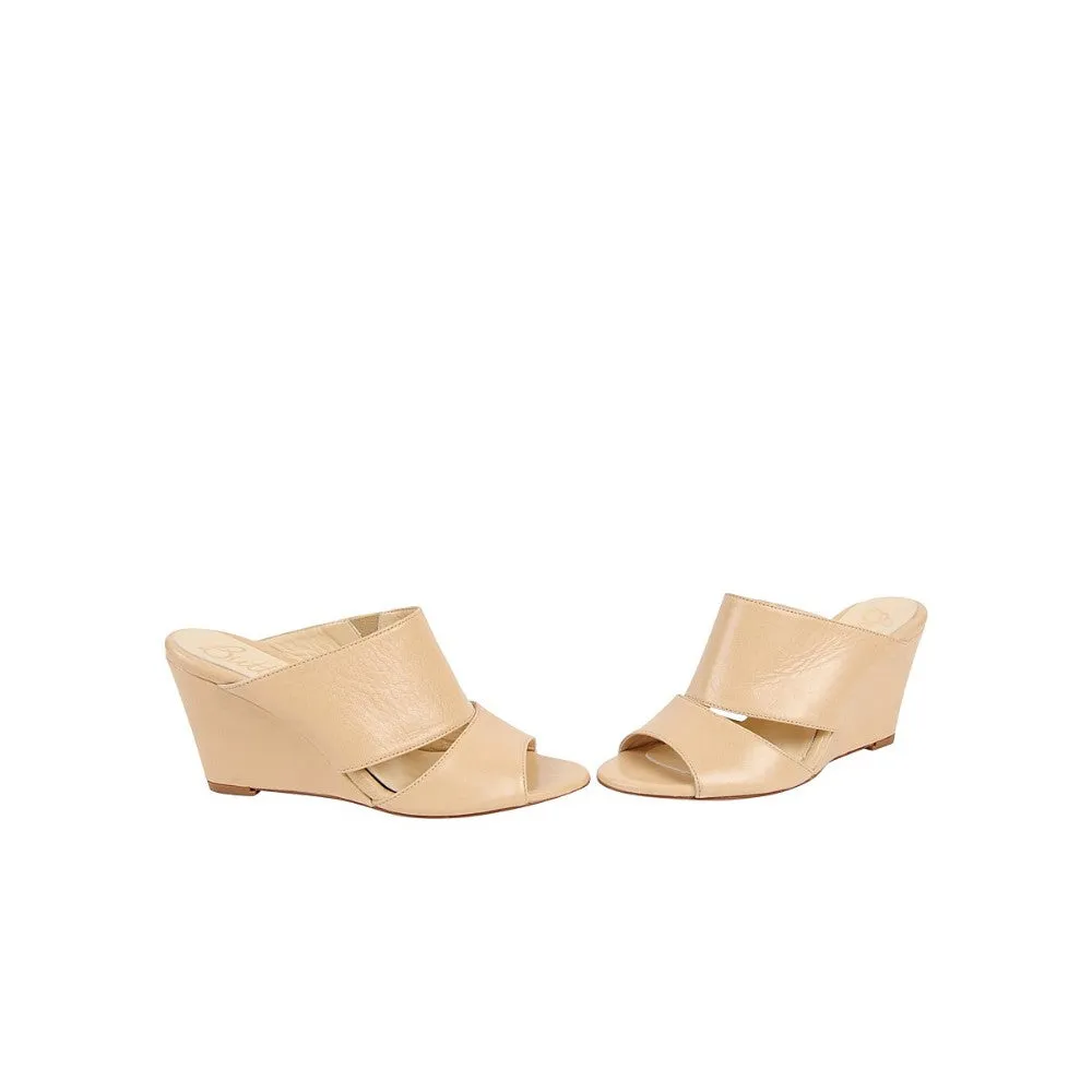 Pedro Nude Leather Butter Wedge Slide Sandal