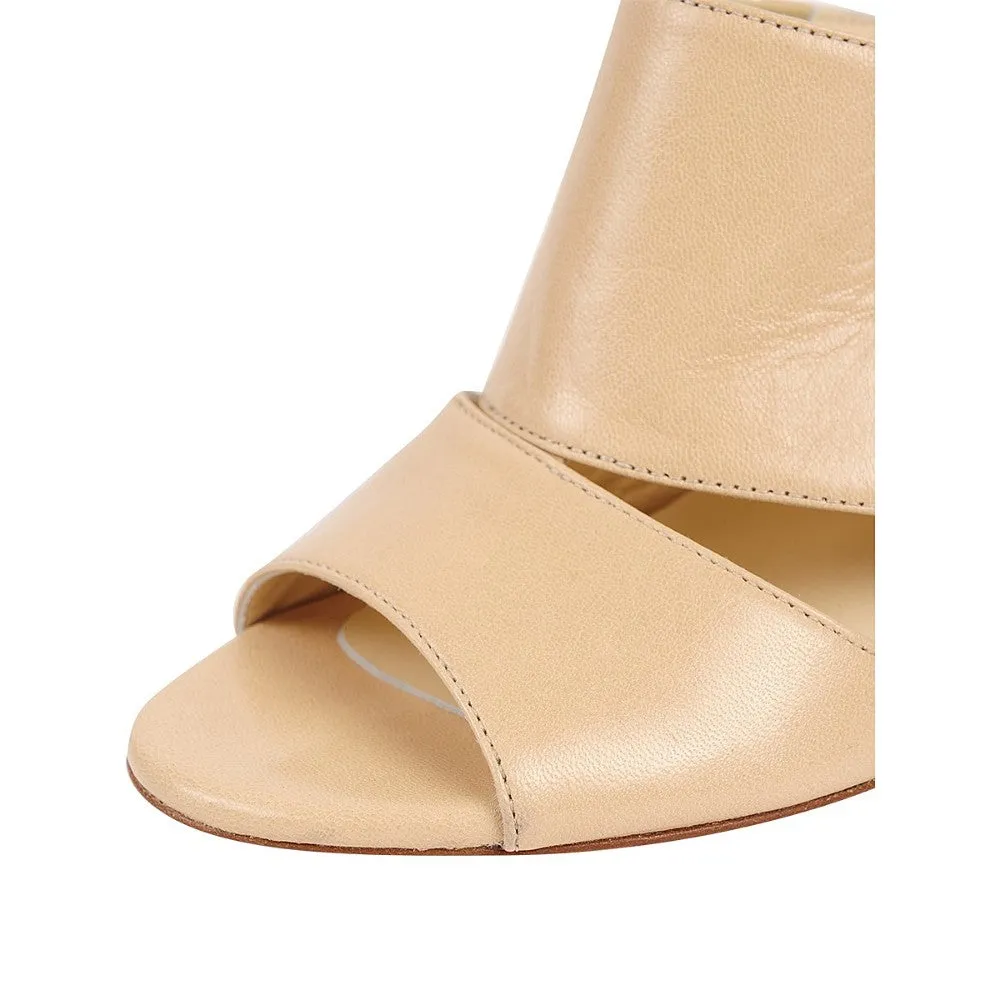 Pedro Nude Leather Butter Wedge Slide Sandal
