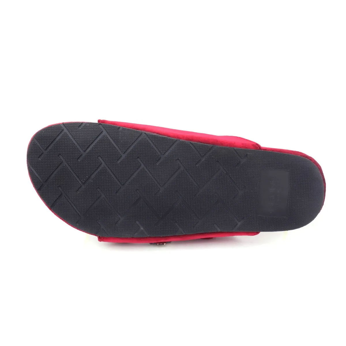 Red Italian Velvet Slippers with Adjustable Buckle Strap