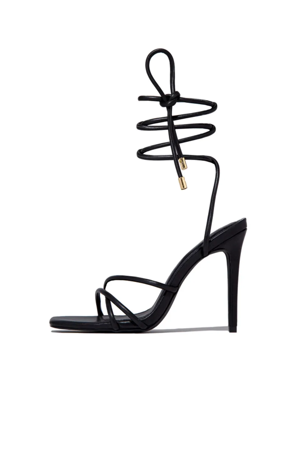 Squared Open Toe Strappy Silhouette Ankle Wrap Women Heeled Sandal